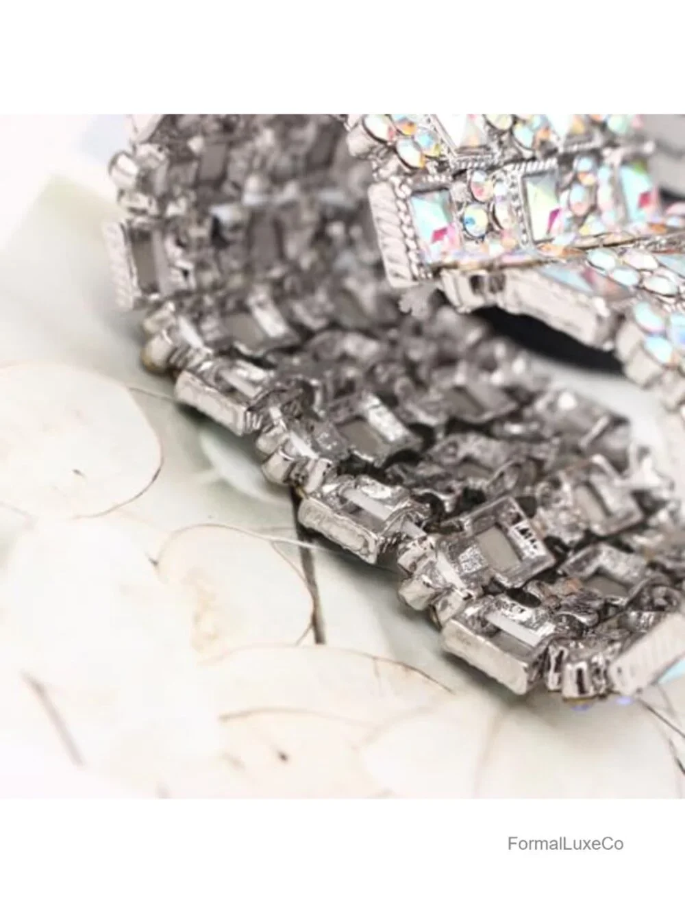 Art Deco Crystal Stretch Bangle Bracelet for Women Wedding Bridal